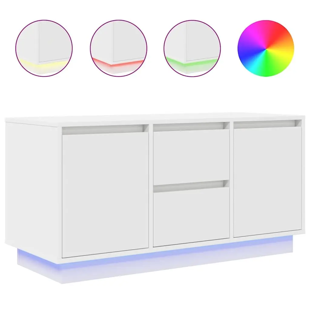 White TV Cabinet with RGB LED Lighting