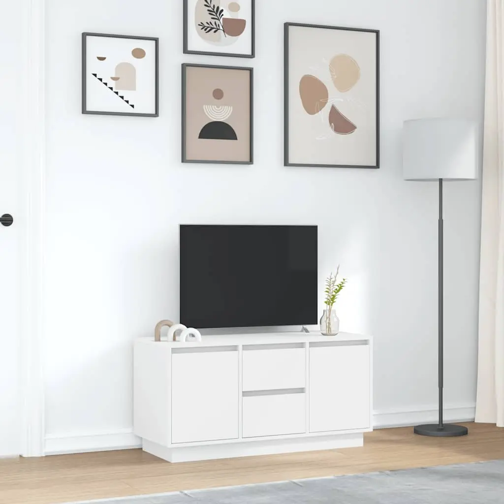 White TV Cabinet with RGB LED Lighting