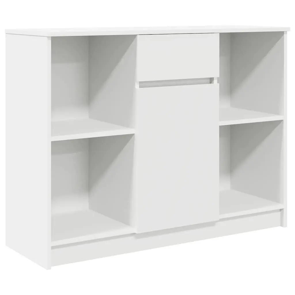 Sideboard Cabinet White Engineered Wood 1 Door 2 Shelves 1 Drawer Storage Furniture