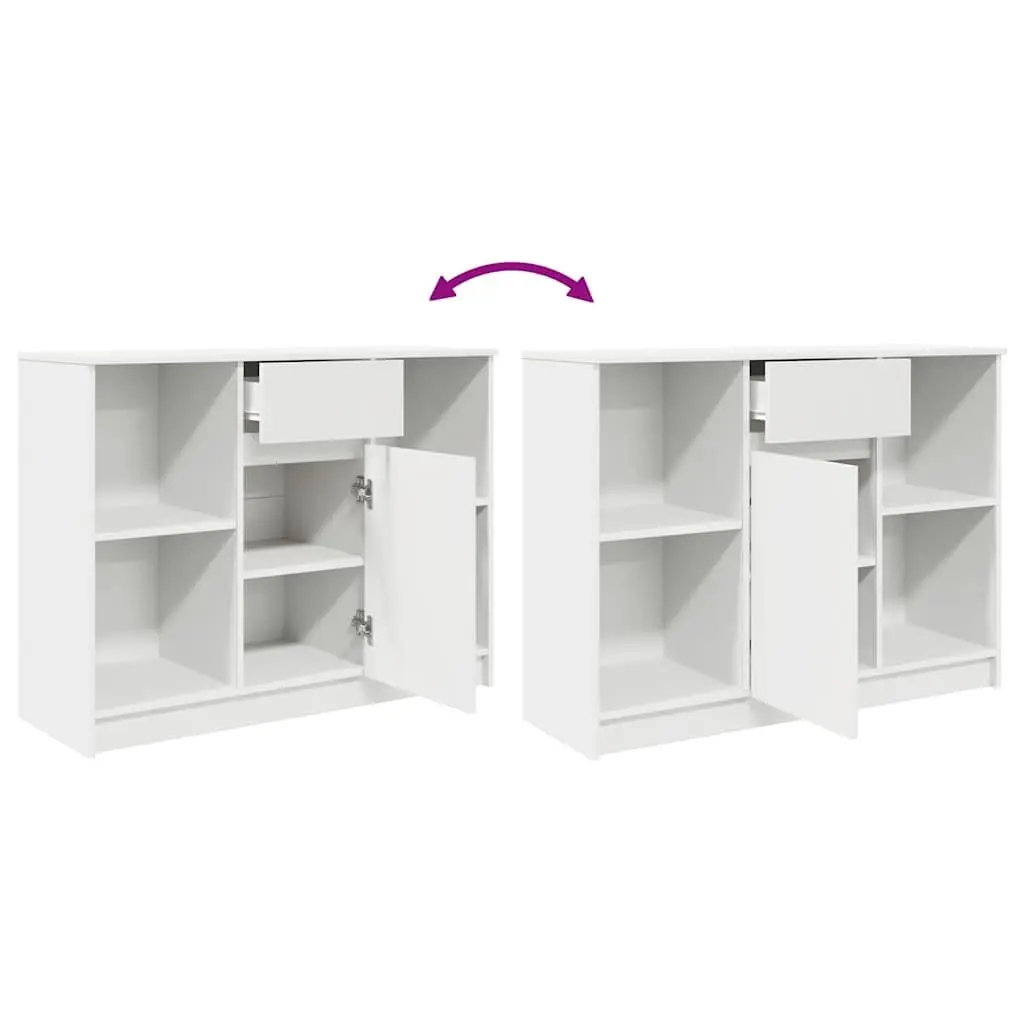 Sideboard Cabinet White Engineered Wood 1 Door 2 Shelves 1 Drawer Storage Furniture