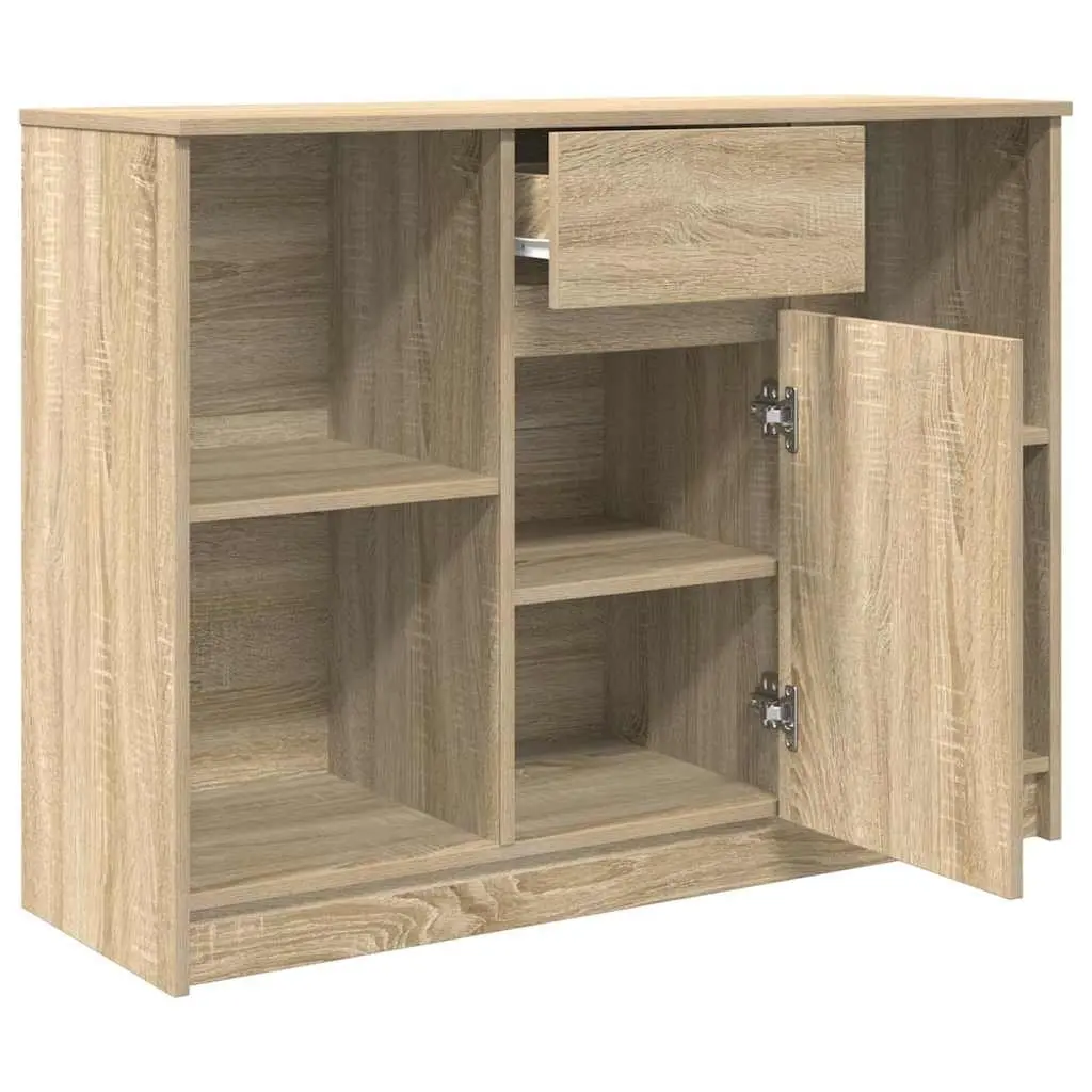 Sideboard Storage Cabinet Brown Engineered Wood 101W x 35D x 76H cm Enclosed Storage with Drawer and Shelves