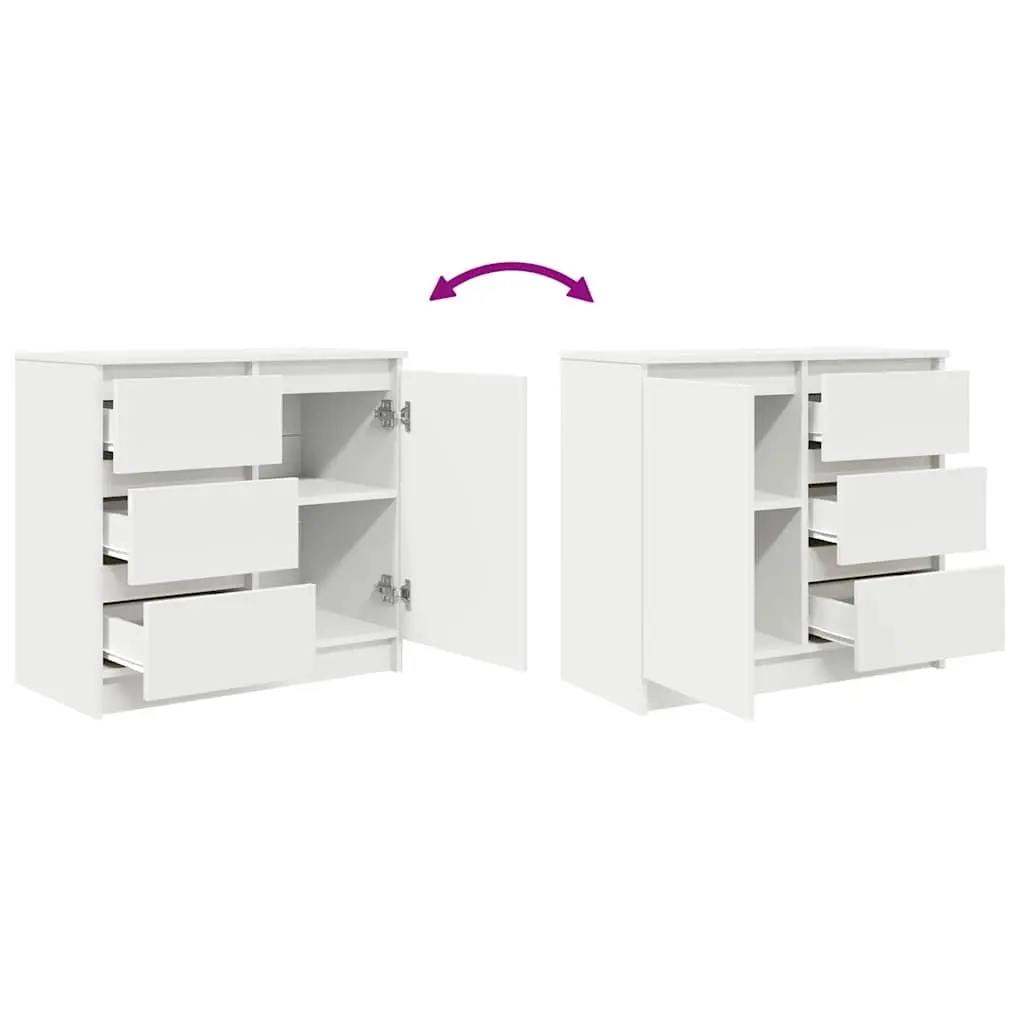 Sideboard Storage Cabinet White Engineered Wood 71 x 35 x 65 cm Door Drawer Hallway Living Room