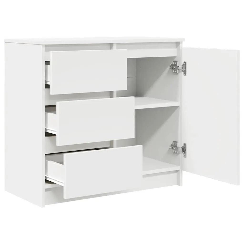Sideboard Storage Cabinet White Engineered Wood 71 x 35 x 65 cm Door Drawer Hallway Living Room