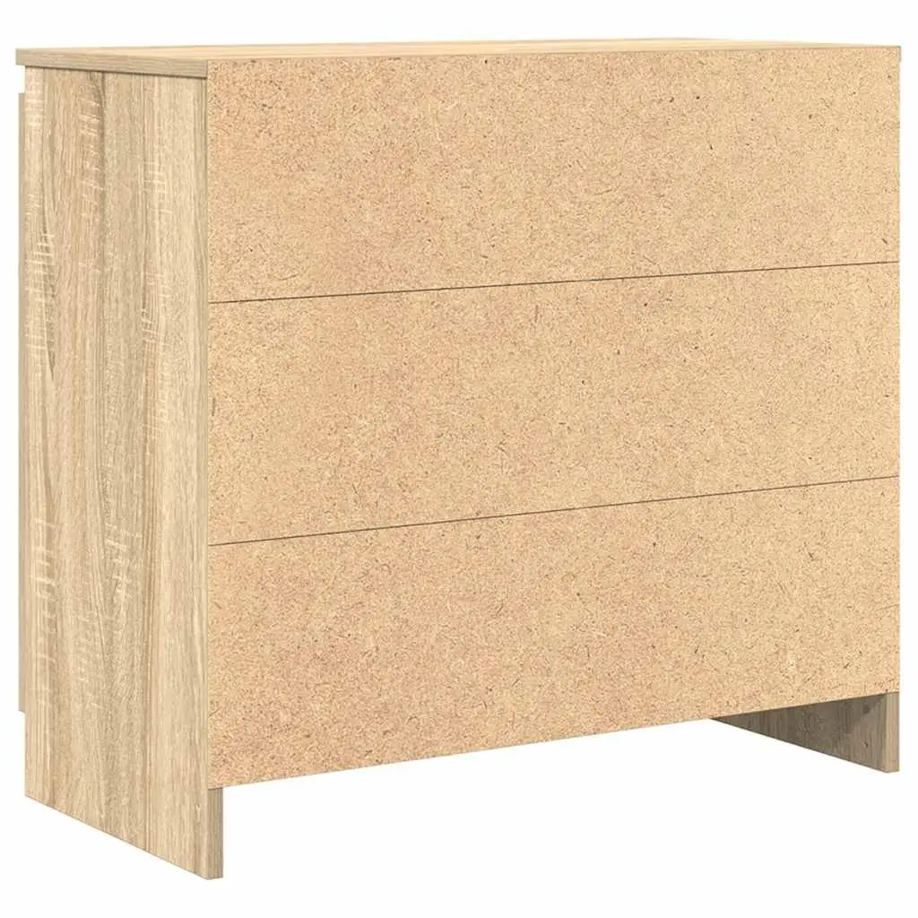 Sideboard Brown Engineered Wood Storage Cabinet with Door and 3 Drawers