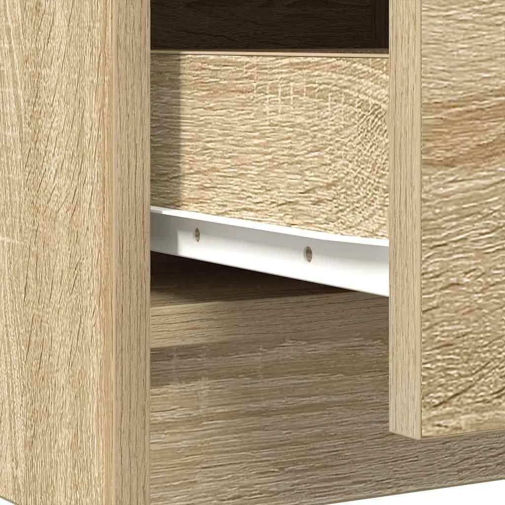 Sideboard Brown Engineered Wood Storage Cabinet with Door and 3 Drawers