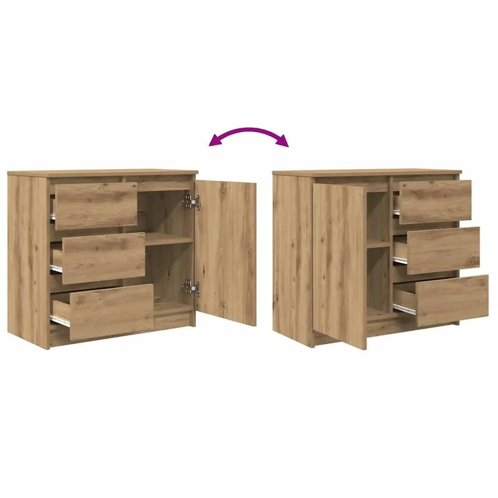 Sideboard Storage Cabinet Brown Engineered Wood with Drawer Organiser 71W x 35D x 65H cm
