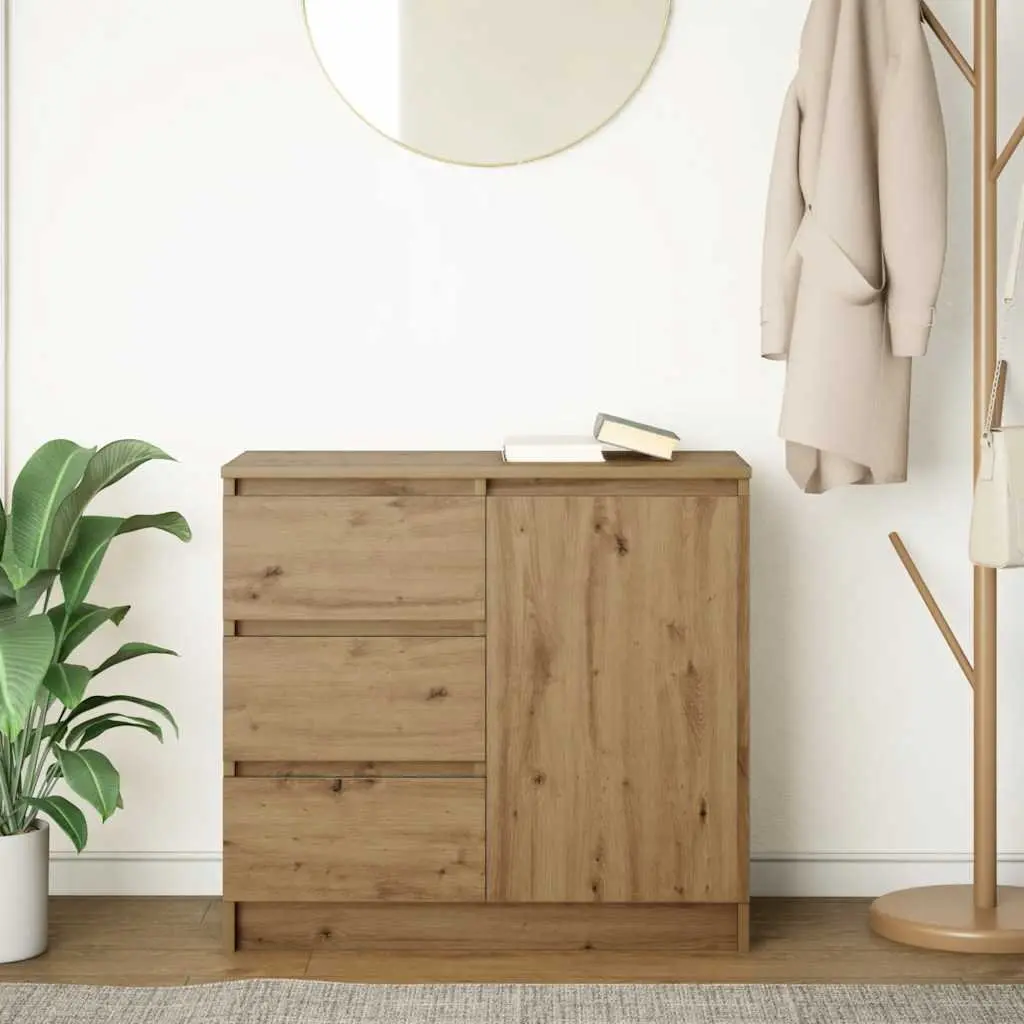 Sideboard Storage Cabinet Brown Engineered Wood with Drawer Organiser 71W x 35D x 65H cm