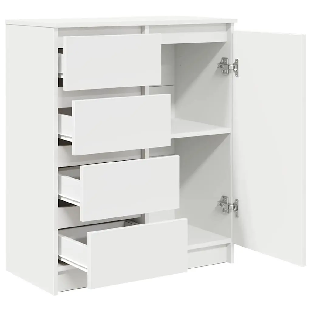White Sideboard Cabinet with Drawers and Shelf for Living Room Storage