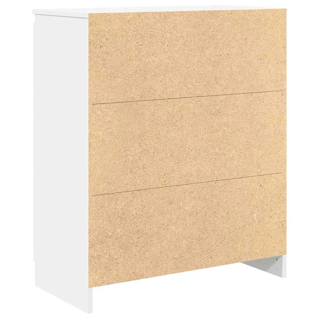 White Sideboard Cabinet with Drawers and Shelf for Living Room Storage