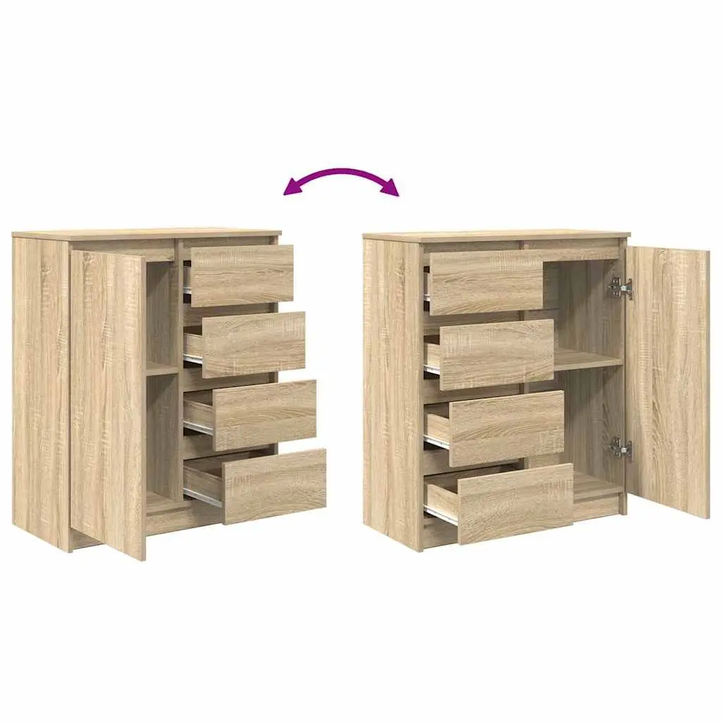 Storage Sideboard Cabinet Brown Engineered Wood with Drawers Shelf and Door 71W x 35D x 84H cm