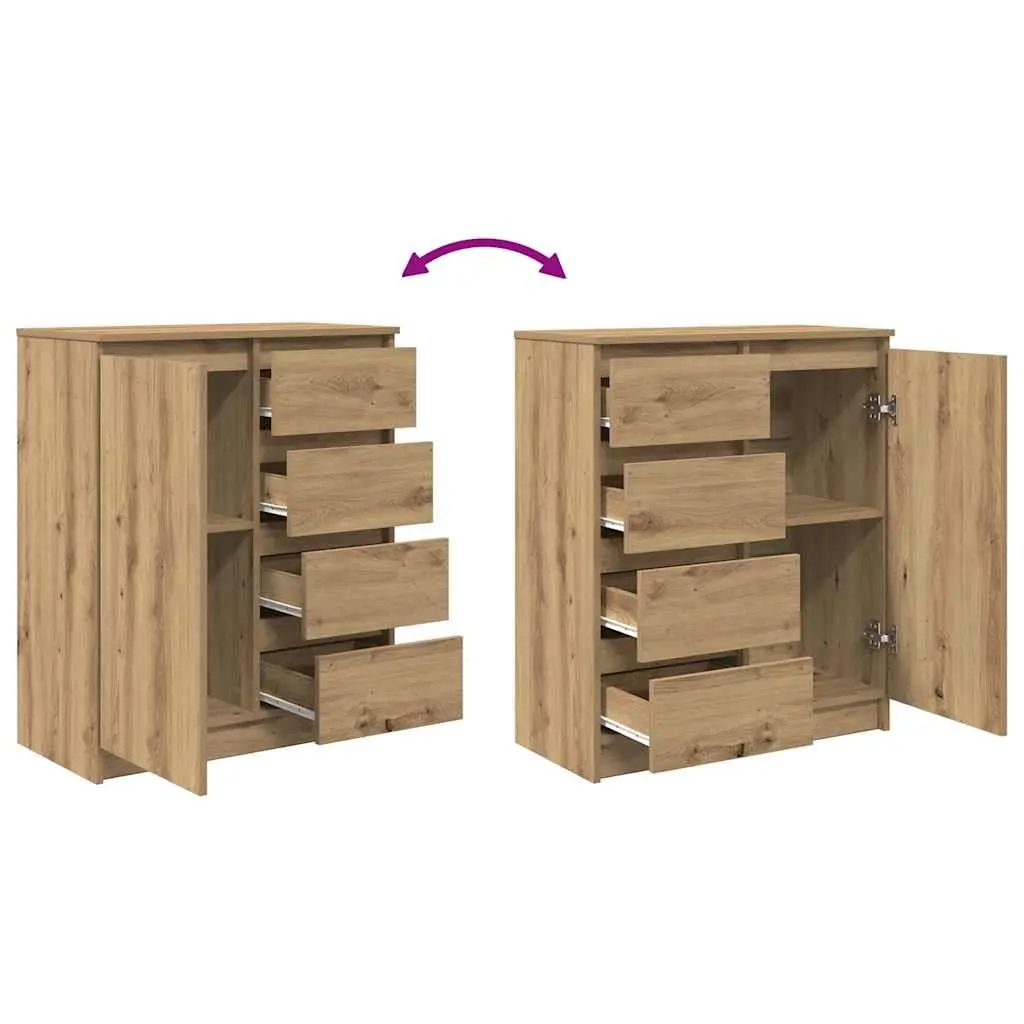 Storage Cabinet Sideboard Brown Engineered Wood with Door and Drawers for Home Office Living Room Dining Area