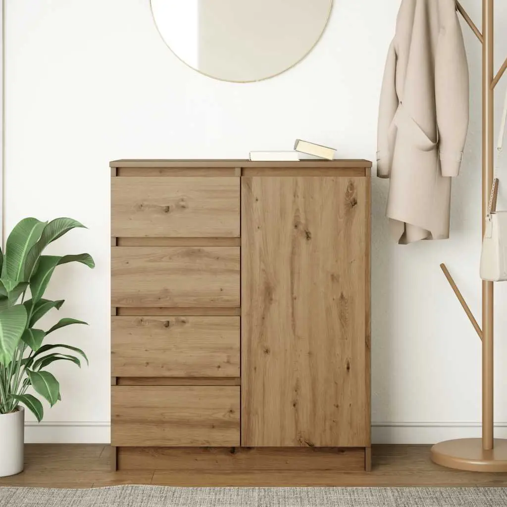 Storage Cabinet Sideboard Brown Engineered Wood with Door and Drawers for Home Office Living Room Dining Area