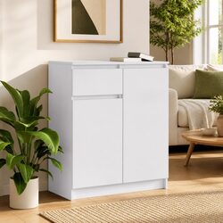 Compact White Sideboard with Ample Storage Options
