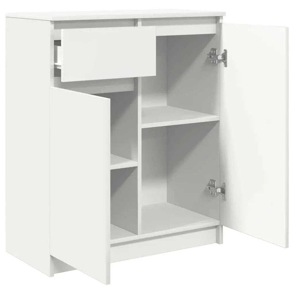 Sideboard White Engineered Wood 71W x 35D x 84H cm Ample Storage with Drawer Doors and Shelves