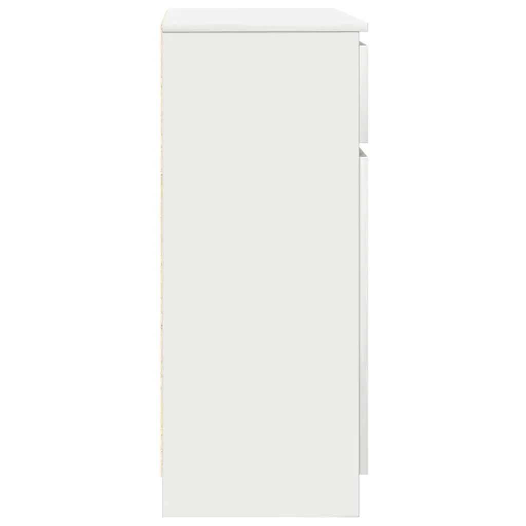 Sideboard White Engineered Wood 71W x 35D x 84H cm Ample Storage with Drawer Doors and Shelves