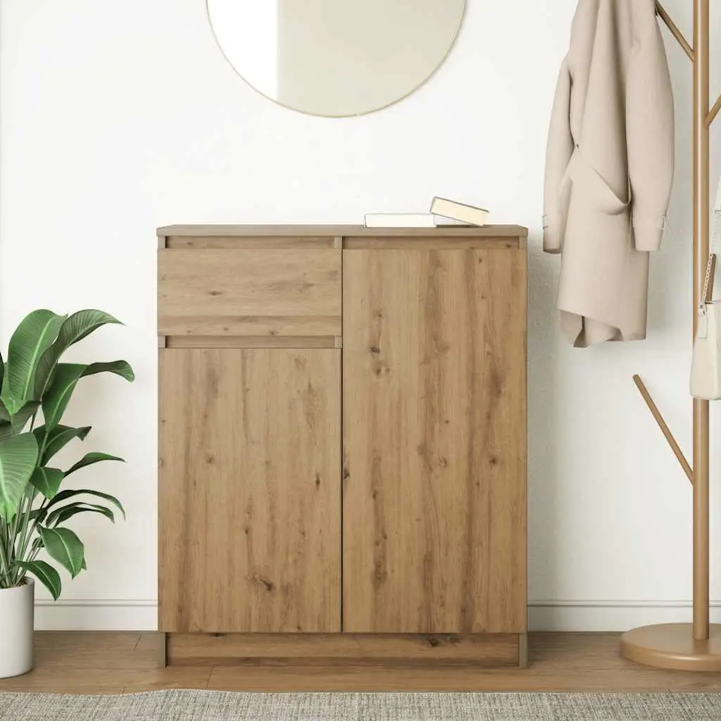Sideboard Storage Cabinet Brown Engineered Wood 71W x 35D x 84H cm Ample Storage with Drawer and Doors