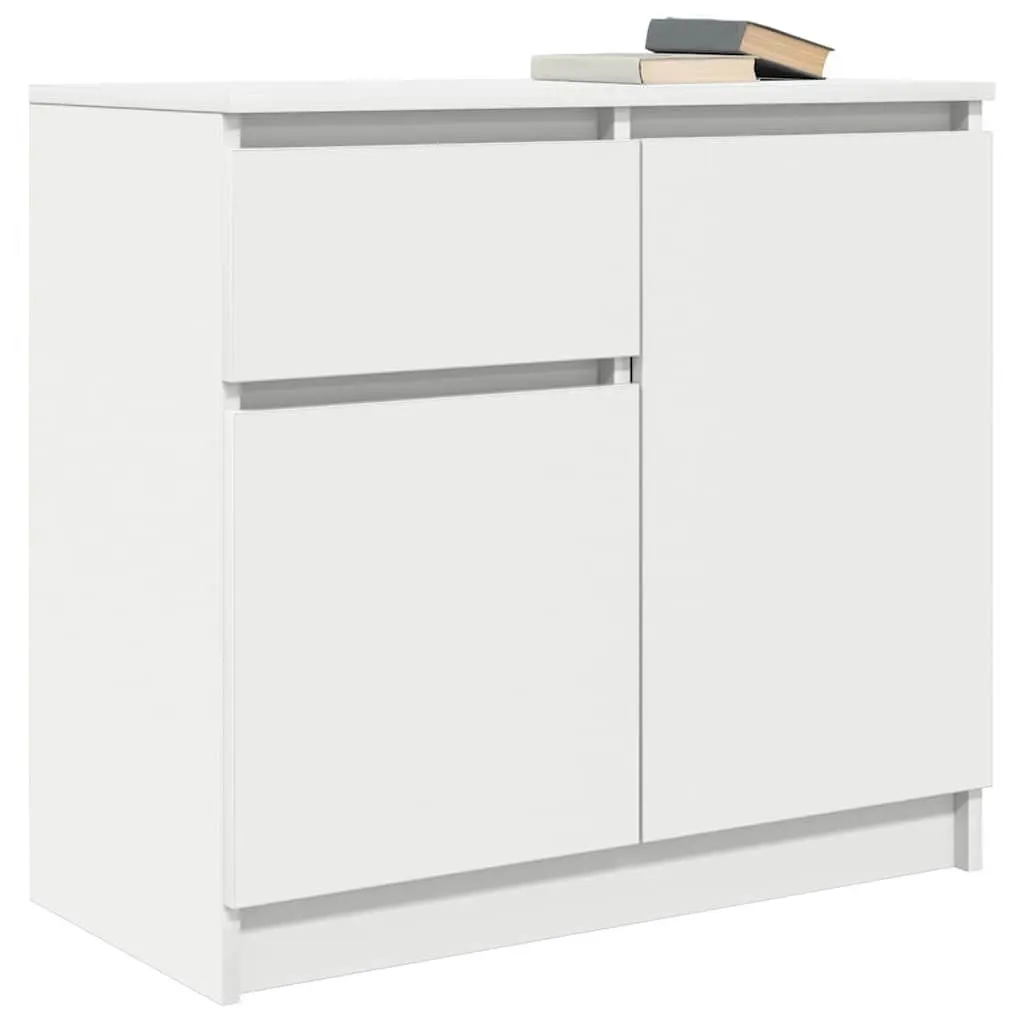 Sideboard White Engineered Wood 71W x 35D x 65H cm Ample Storage with Doors Shelf and Drawer