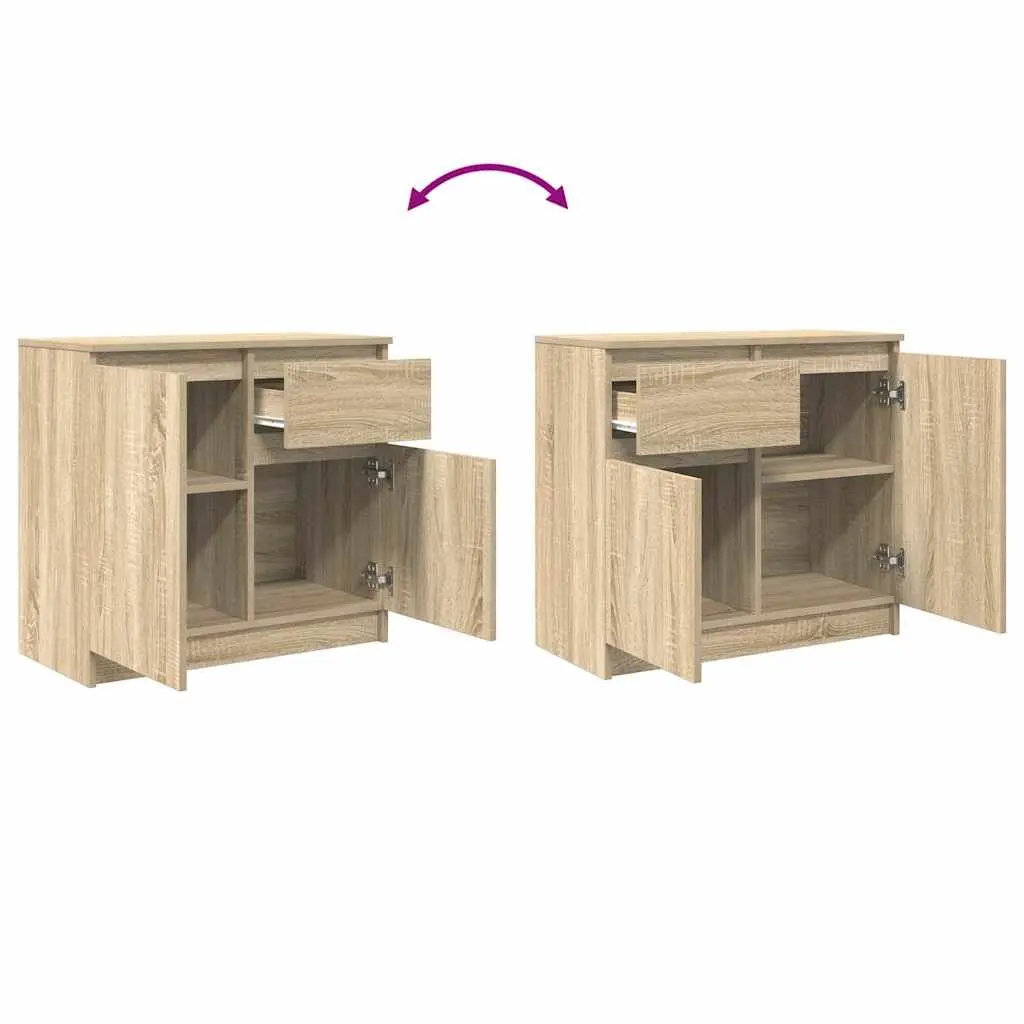 Sideboard Brown Engineered Wood Storage Cabinet with Drawer and Shelf