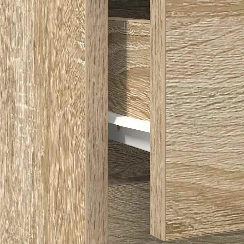 Sideboard Brown Engineered Wood Storage Cabinet with Drawer and Shelf