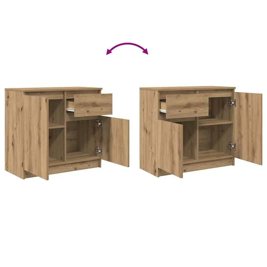 Sideboard with Drawer Brown Engineered Wood Storage Cabinet Buffet Organiser