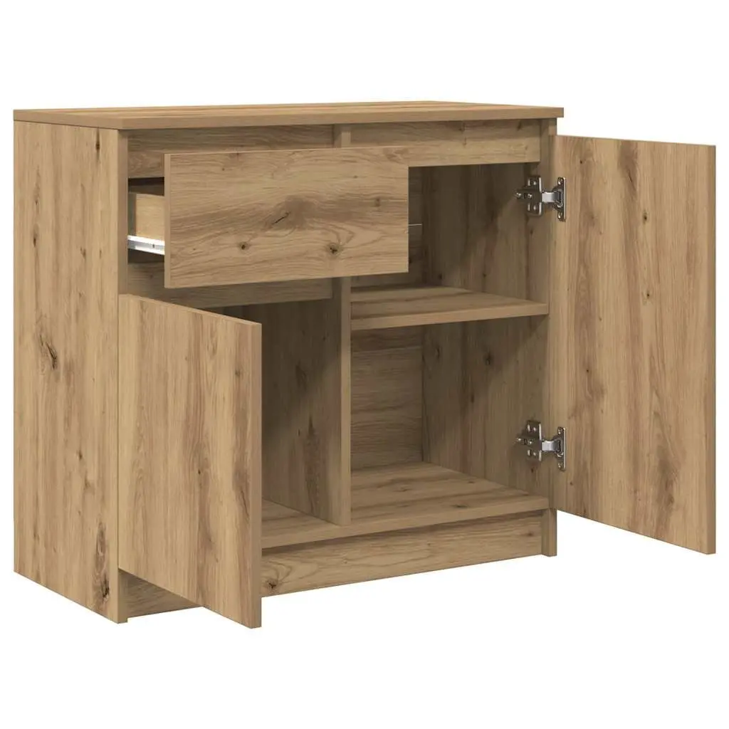 Sideboard with Drawer Brown Engineered Wood Storage Cabinet Buffet Organiser