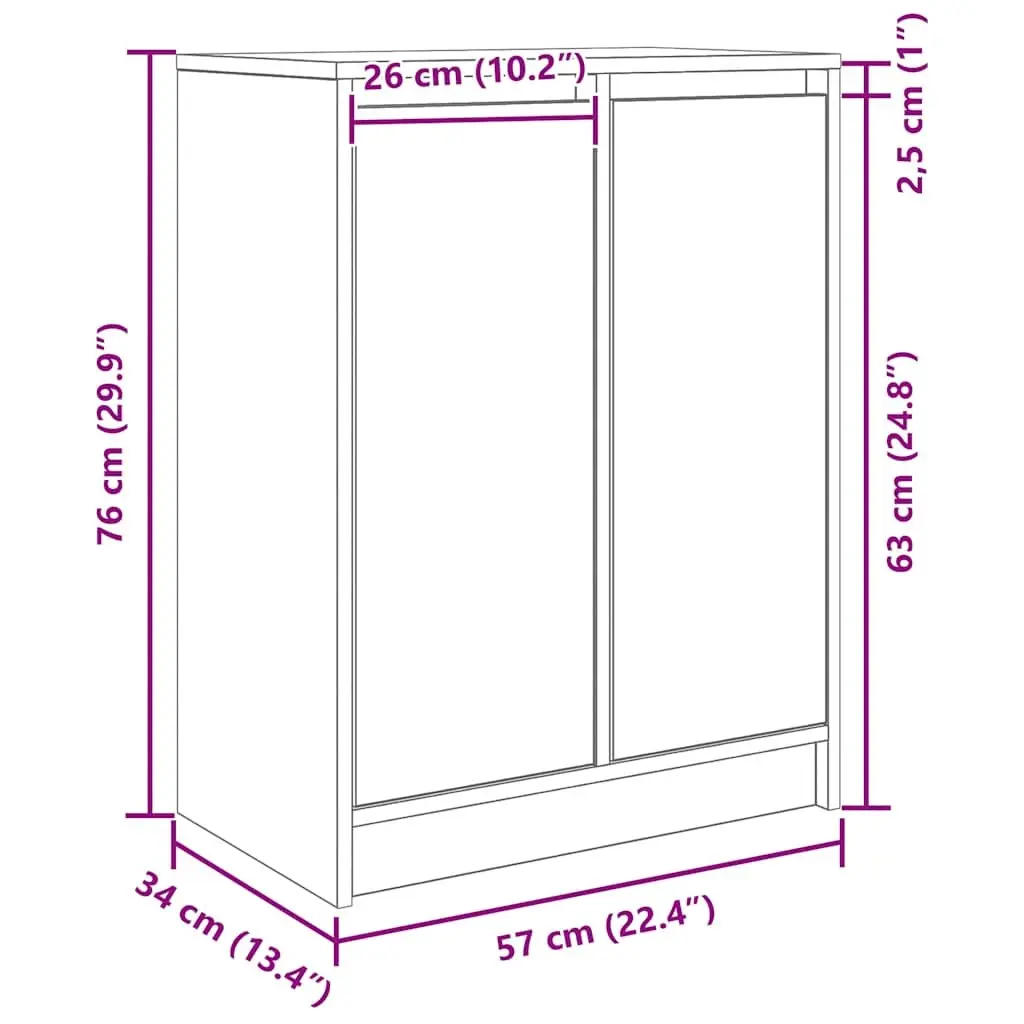 Sideboard Storage Cabinet Brown Engineered Wood Enclosed Storage