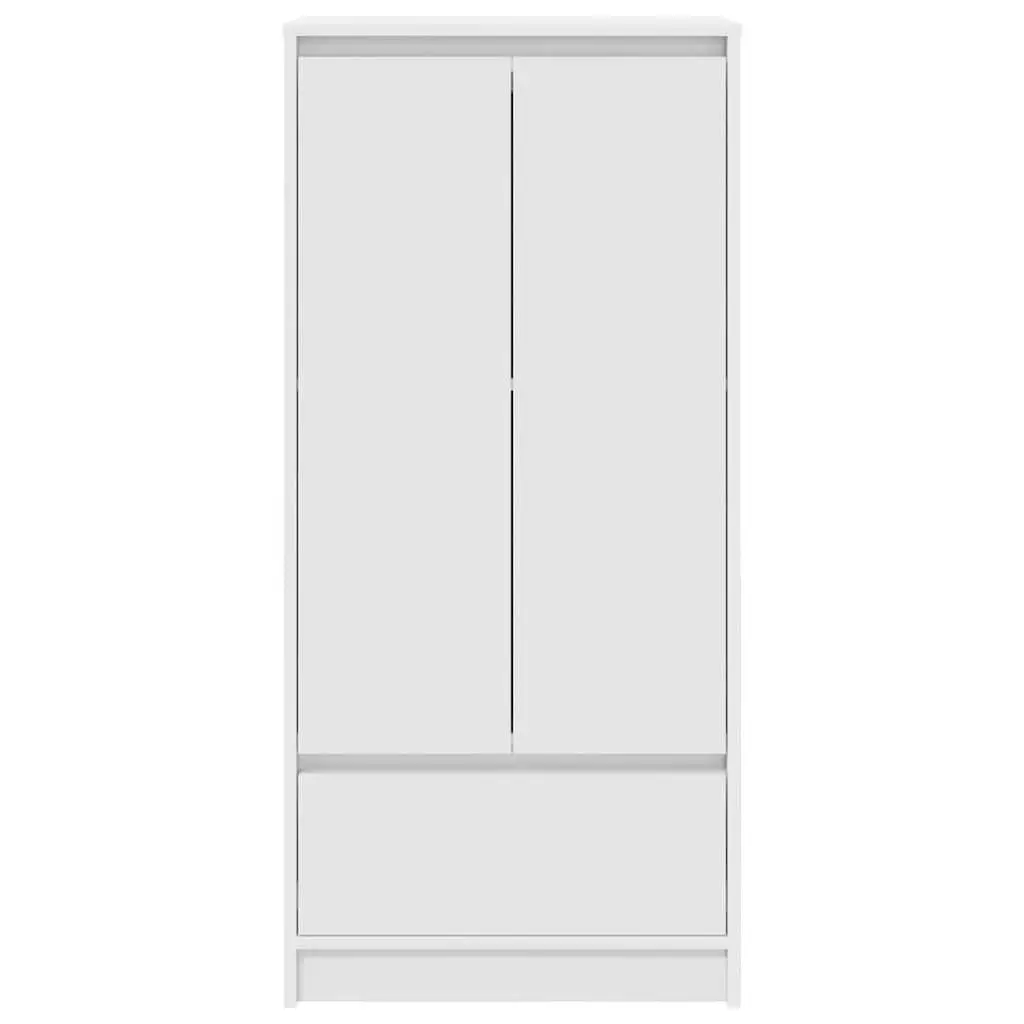 Storage Cabinet White Engineered Wood 55.5 x 34 x 119.5 cm 2 Doors 1 Interior Shelf 1 Drawer