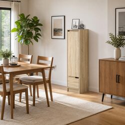 Highboard Storage Cabinet in Durable Brown Finish