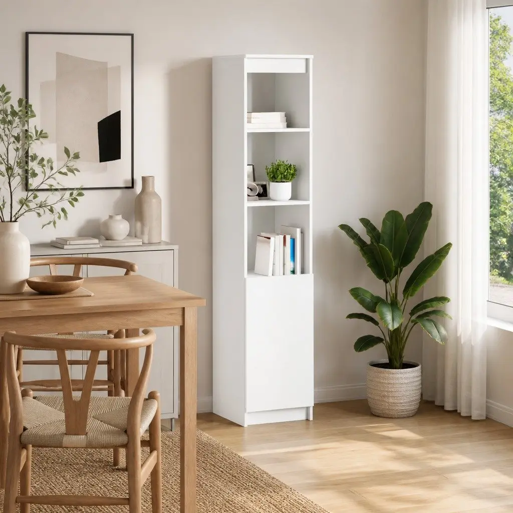 Highboard Storage Cabinet White Engineered Wood 180cm Moisture and Warp Resistant