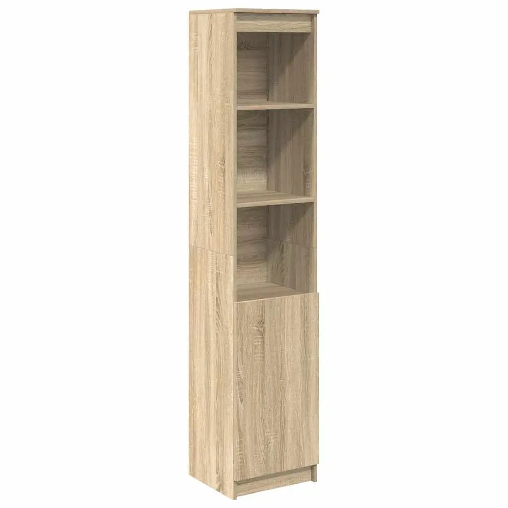 Highboard Storage Cabinet Brown Engineered Wood 37.5x35x180cm Flexible Door Installation