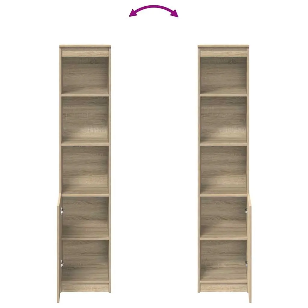 Highboard Storage Cabinet Brown Engineered Wood 37.5x35x180cm Flexible Door Installation
