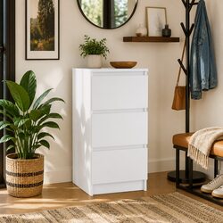 Compact White Sideboard 37.5x35x76cm - Durable Design