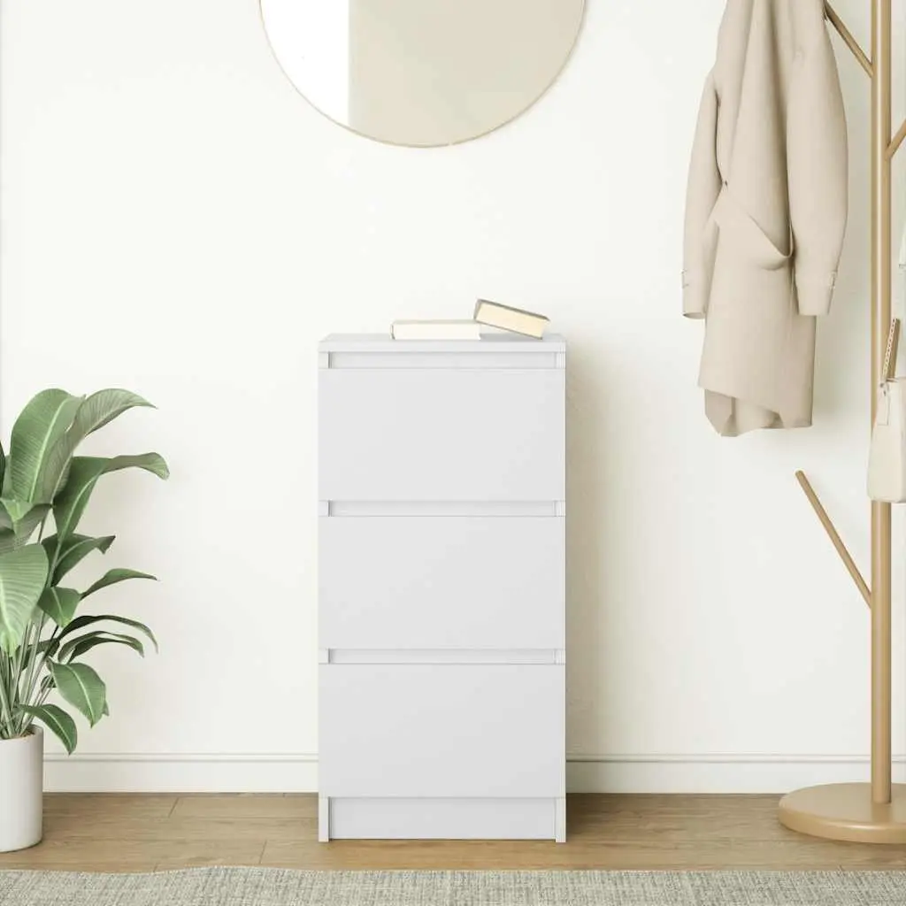 Storage Cabinet White Engineered Wood Sideboard 37.5x35x76cm Buffet Furniture
