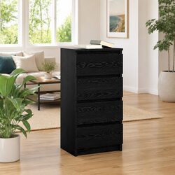 Black Oak Sideboard Storage Cabinet Engineered Wood Buffet 37.5x35x76cm