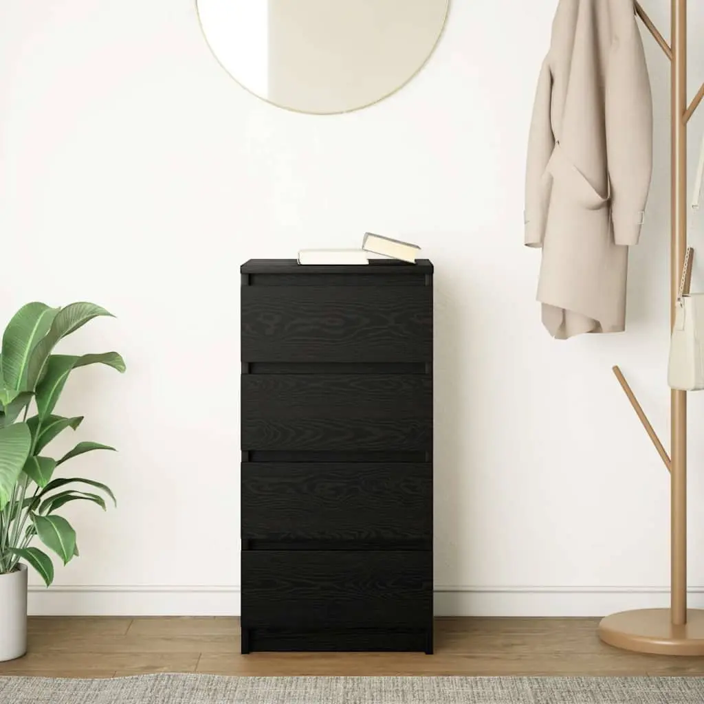Sideboard Black Oak Engineered Wood 37.5x35x76cm Ample Storage
