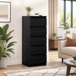 Concise Black Oak Sideboard Storage Cabinet