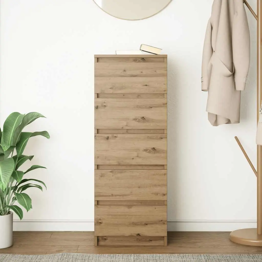 Sideboard Brown Engineered Wood Storage Cabinet with Drawers Sturdy Tabletop