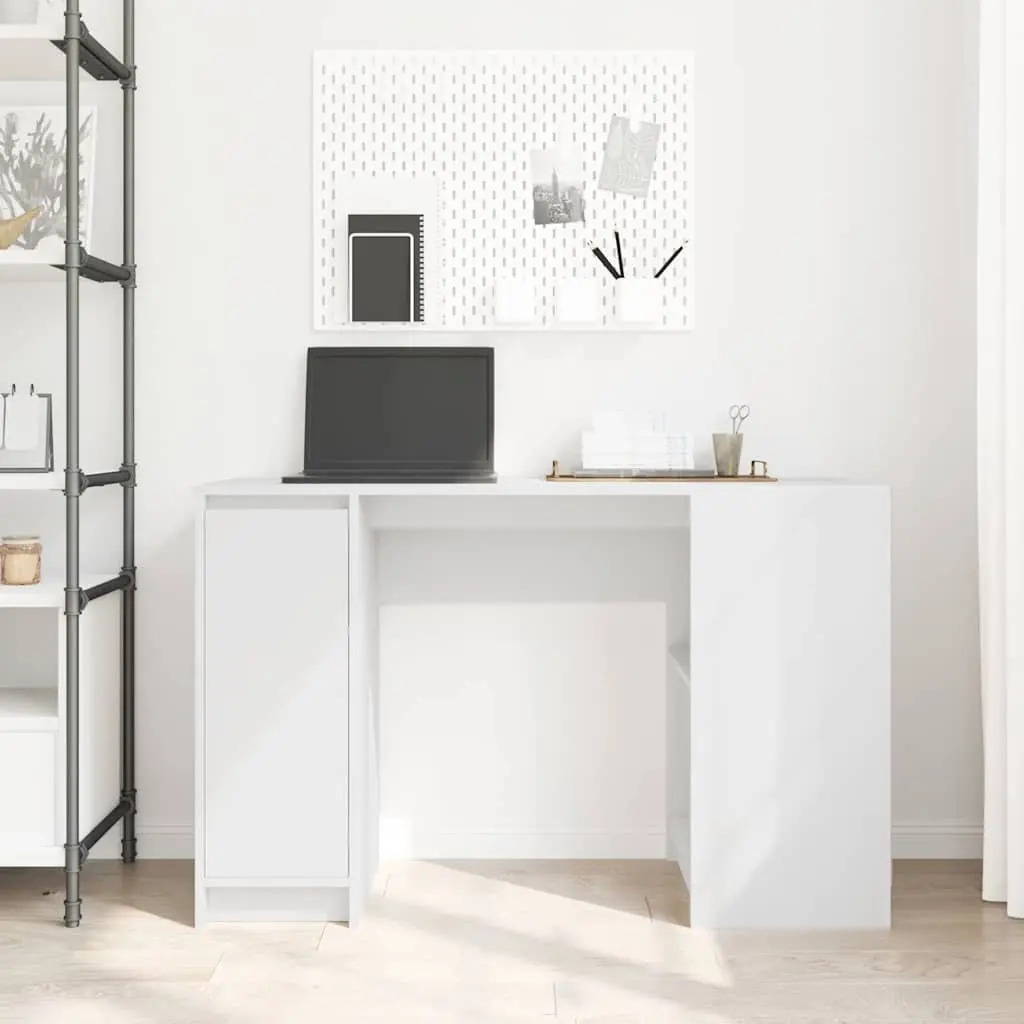 Desk White Engineered Wood 120W x 42D x 76H cm Ample Storage Solutions