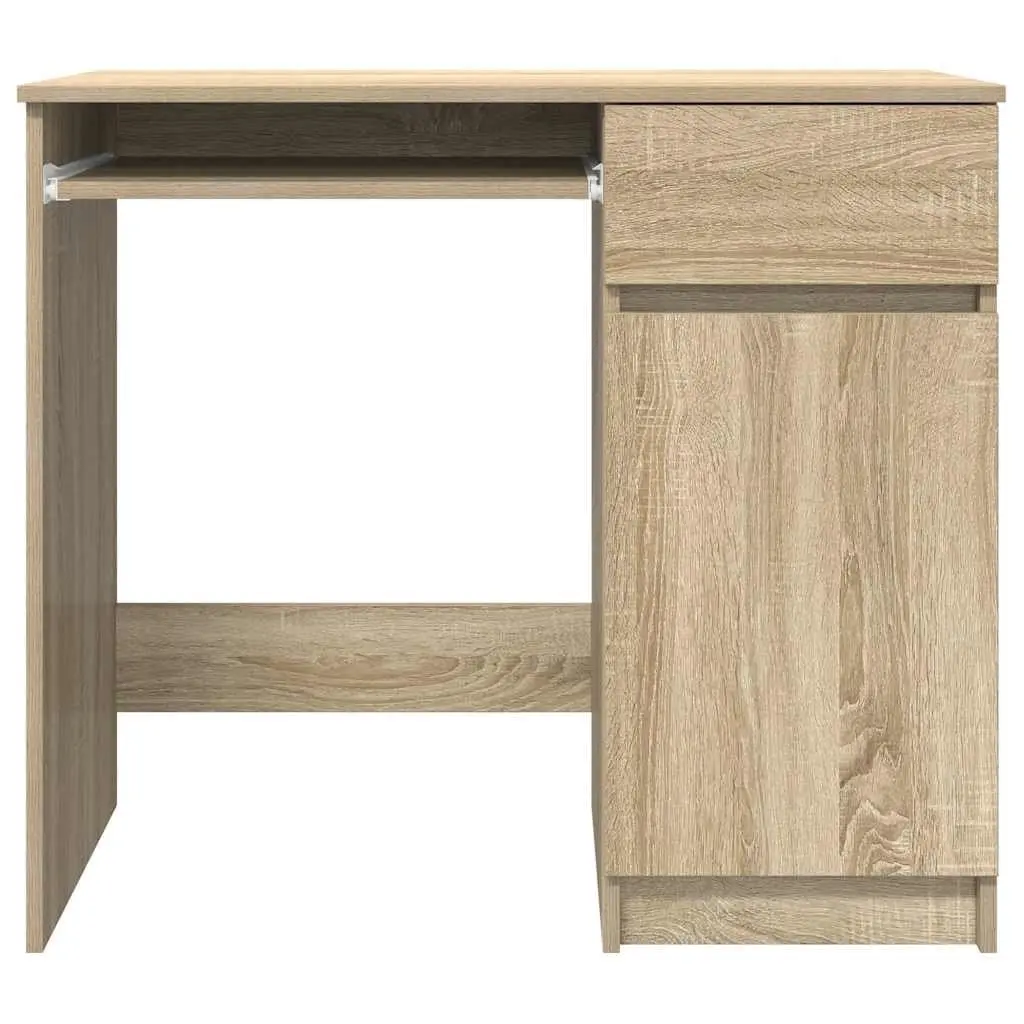 Office Desk Brown Engineered Wood 86x49x76cm Storage Door Drawer Shelf