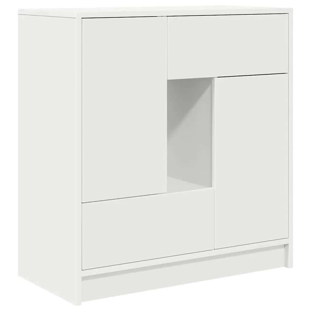 Sideboard White Engineered Wood 70.5W x 34D x 74.5H cm Storage Cabinet with Drawers and Doors
