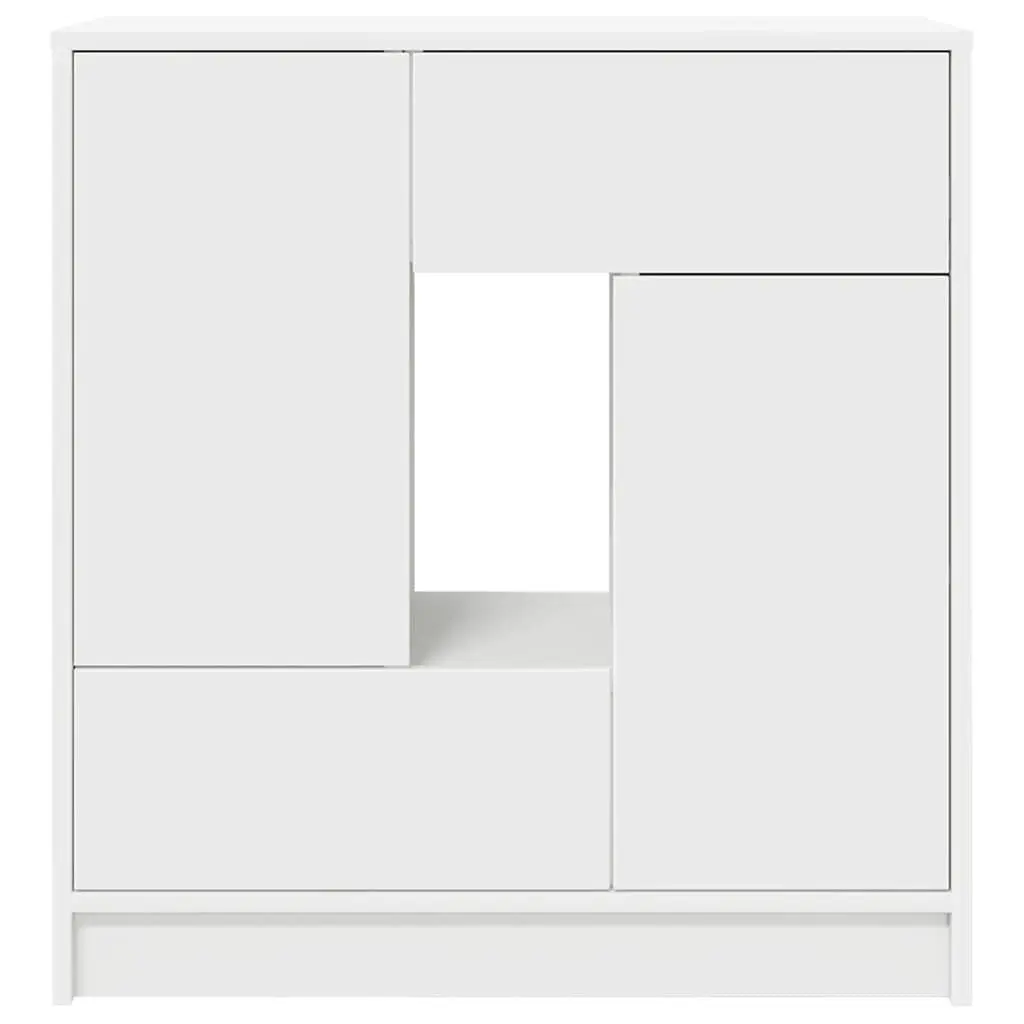 Sideboard White Engineered Wood 70.5W x 34D x 74.5H cm Storage Cabinet with Drawers and Doors