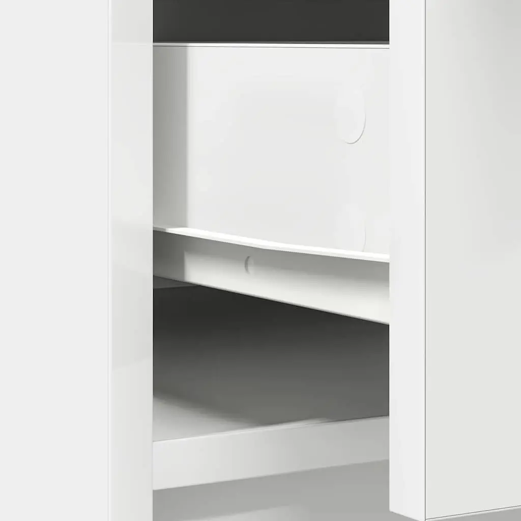 Sideboard White Engineered Wood 70.5W x 34D x 74.5H cm Storage Cabinet with Drawers and Doors
