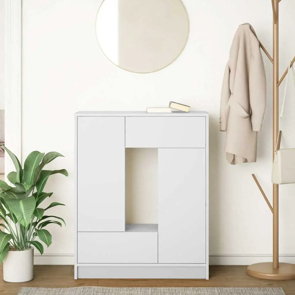 Sideboard White 73x31x90cm Buffet Cabinet with Doors and Drawers for Living Room Storage Organizer