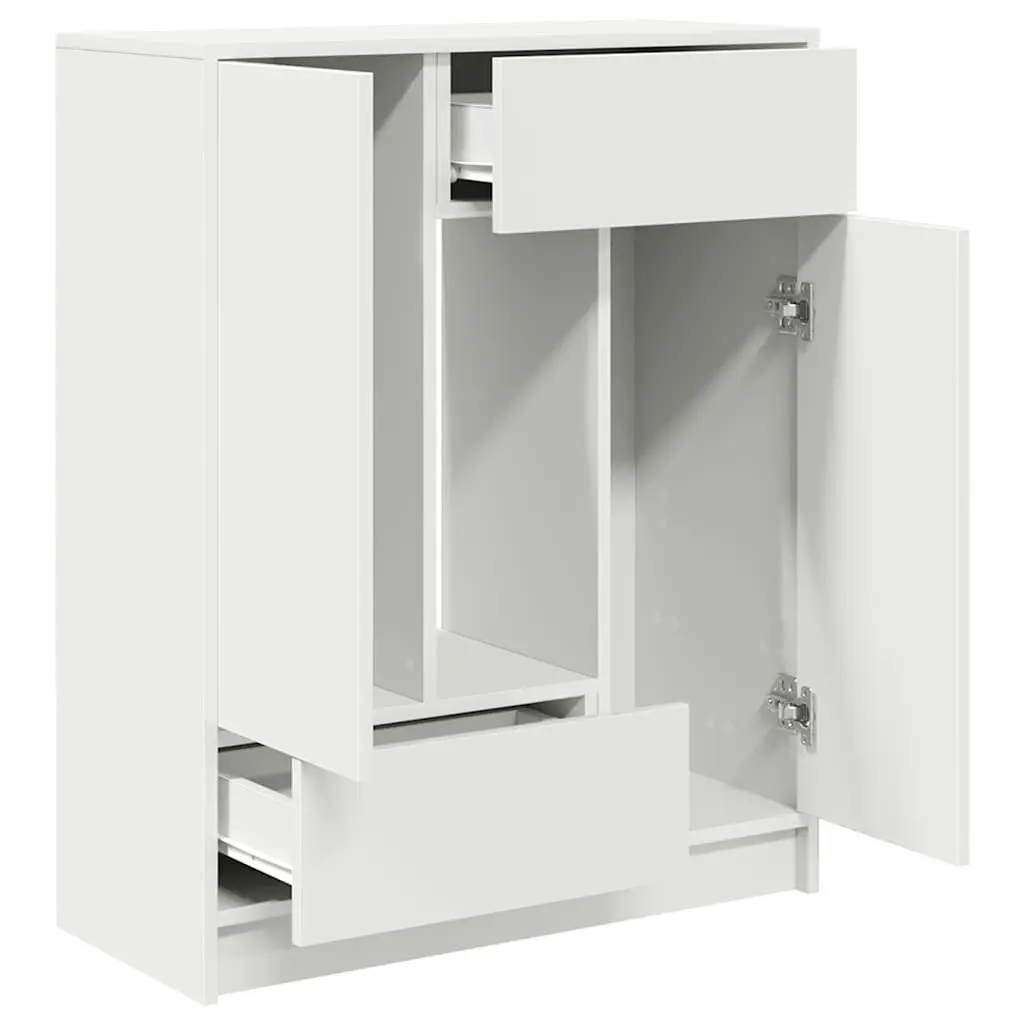 Sideboard White 73x31x90cm Buffet Cabinet with Doors and Drawers for Living Room Storage Organizer