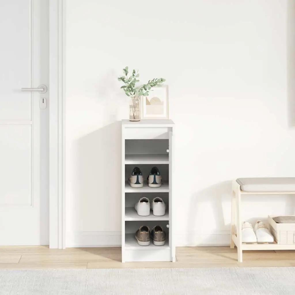 Shoe Cabinet White Engineered Wood Storage Organiser with Doors