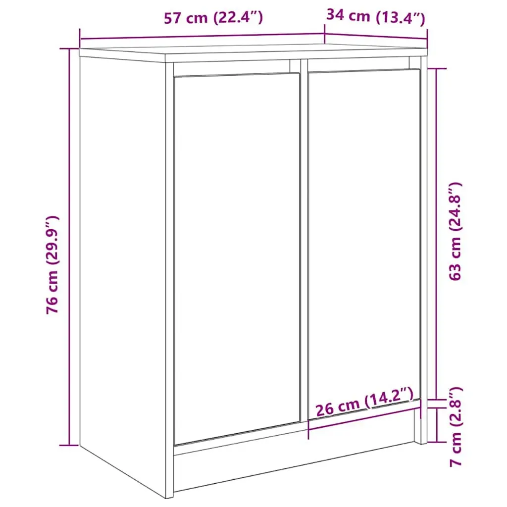 Shoe Storage Organizer Engineered Wood White 57x34x76cm with Doors