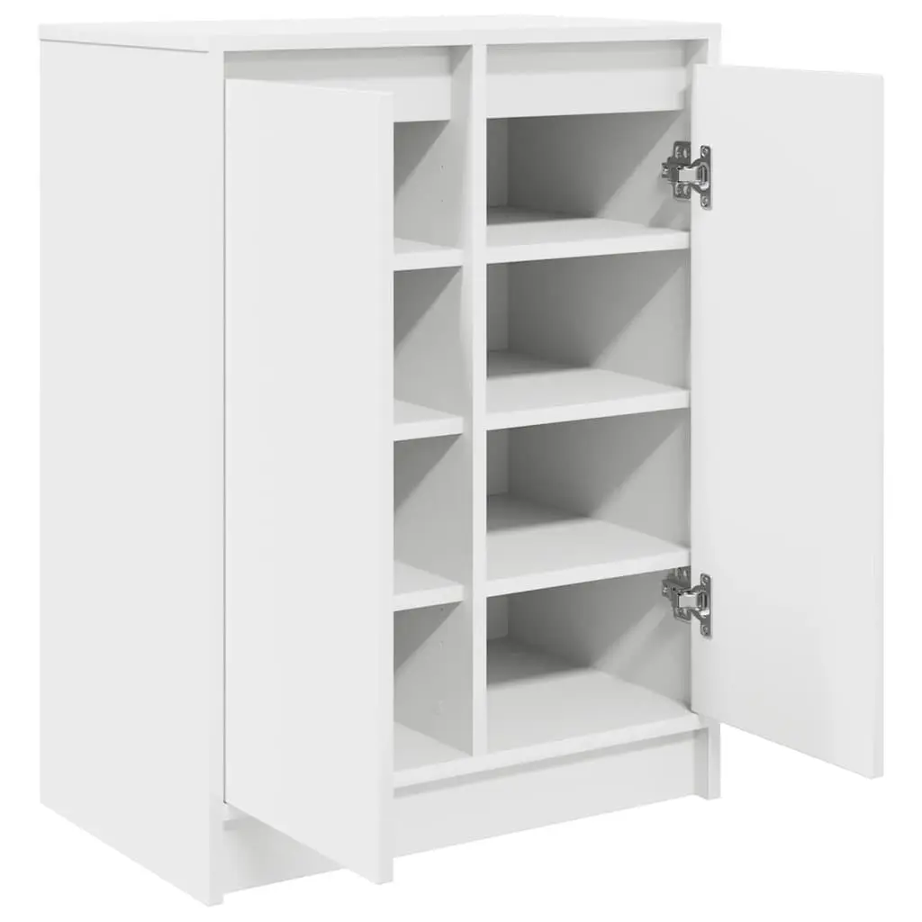 Shoe Storage Organizer Engineered Wood White 57x34x76cm with Doors