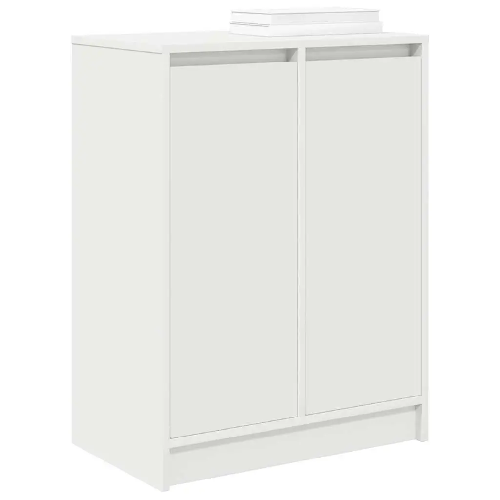 Shoe Storage Organizer Engineered Wood White 57x34x76cm with Doors