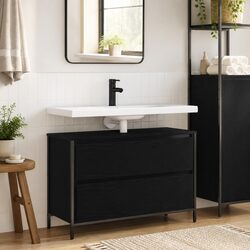 Compact and Durable Black Oak Vanity Unit for Your Bath