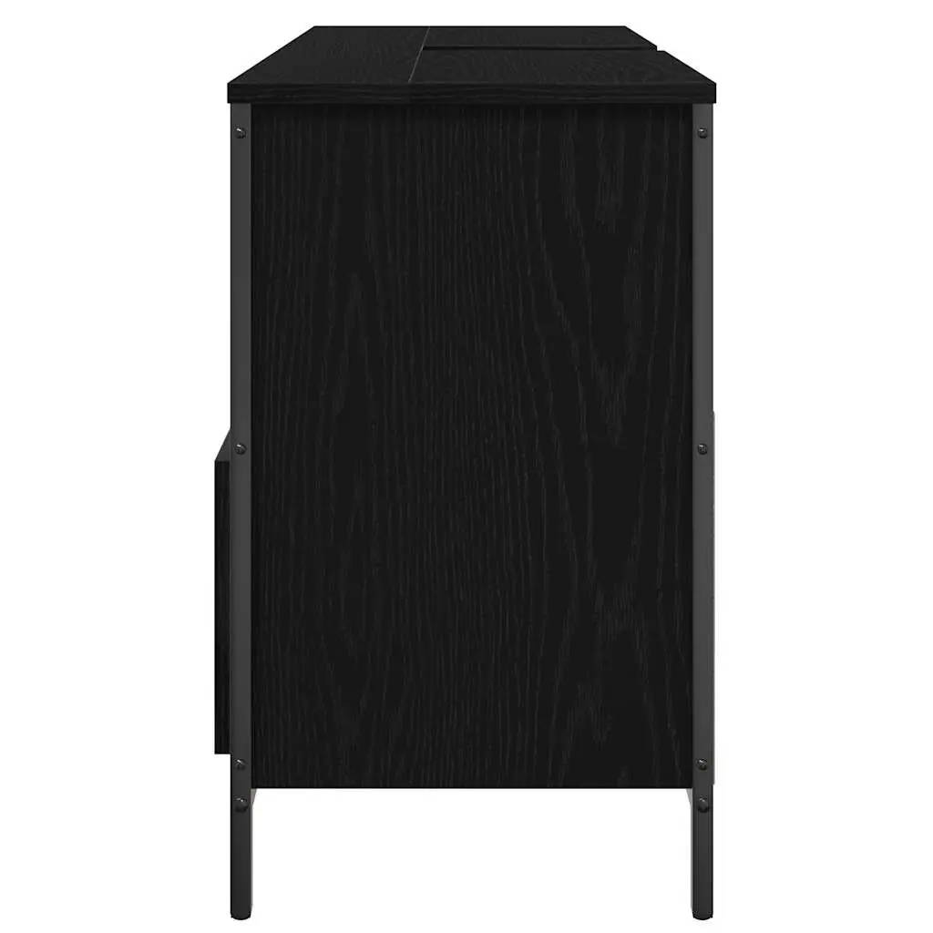 Bathroom Vanity Unit Basin Cabinet with Drawers Storage Black Oak 90x34.5x60cm